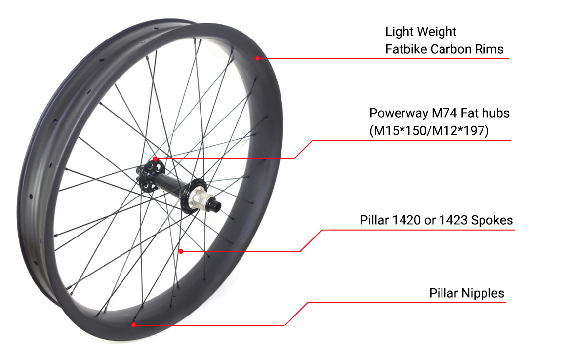 roda karbon sepeda lemak sepeda salju dibuat dengan hub lemak Powerway M74