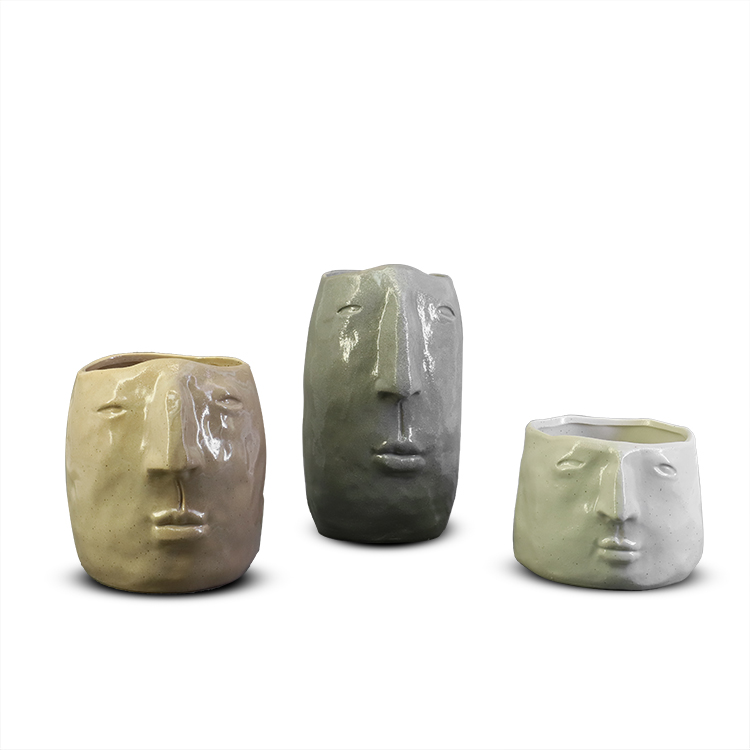 Ceramic Face Planter Set