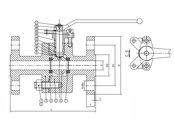 DN32 PN64 Forged Floating Ball Valve RF