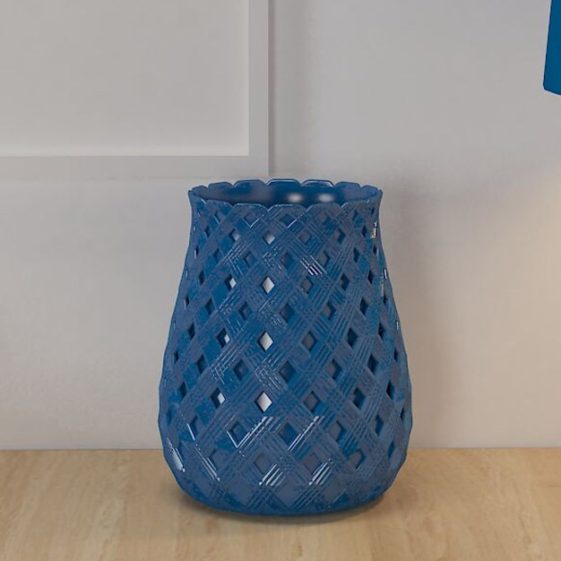 Porselen vas biru glossy dengan hak cipta
