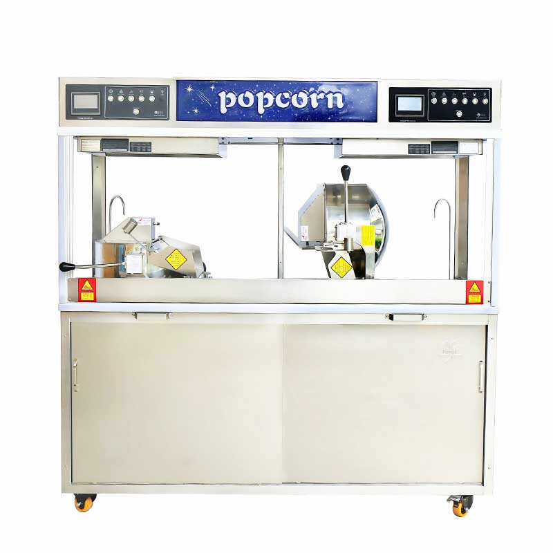 Mesin Popcorn Batch Twin Elektromagnetik Untuk Ketel Ganda 36 ons