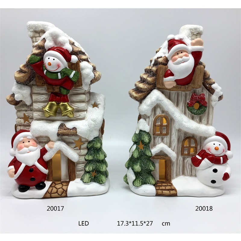 Keramik Xmas Santa House dengan LED Light Classical Warna