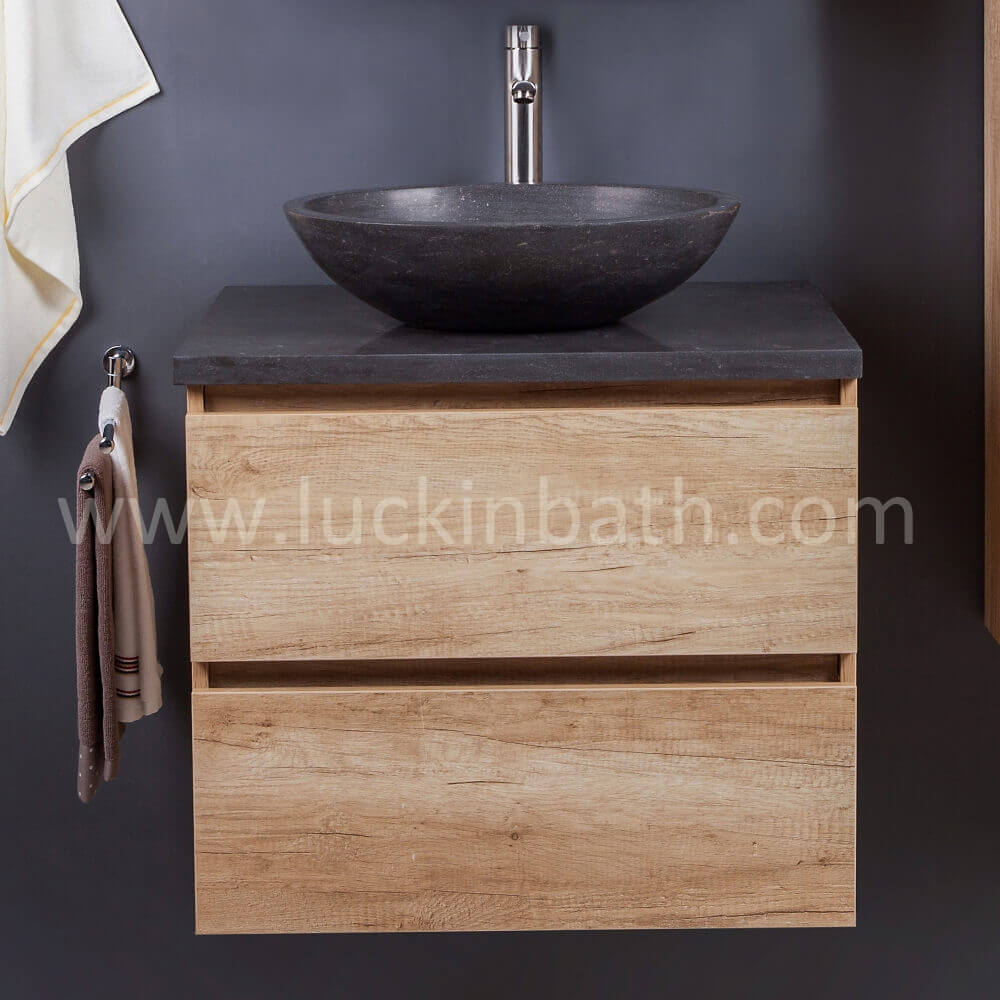 Luckinbath Wood Look Lavatory Cabinet 70 dengan Batu Basin "Taurus"