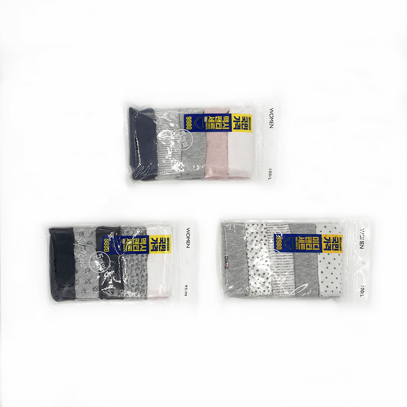 LS-106 Ladies Briefs dalam katun lunak dengan pita elastis mewah, padat + cetak, 5-pack