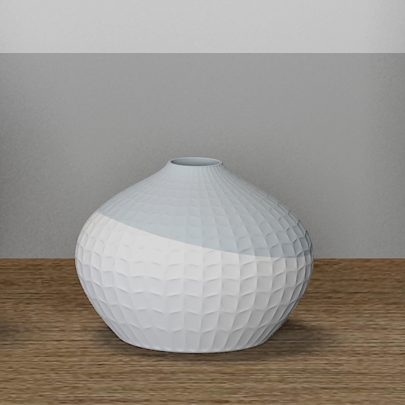 Porselen Matte Gray dengan vas putih dengan hak cipta