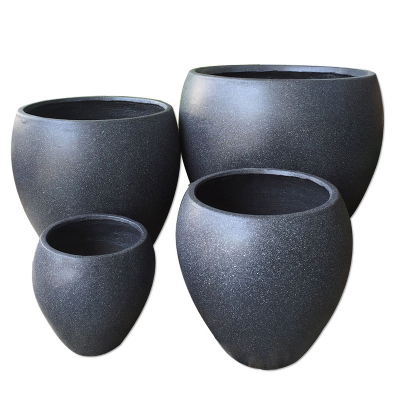 Pot/Tanam Bunga Keramik Fiberstone Bulat Gaya Modern untuk Dekorasi Rumah