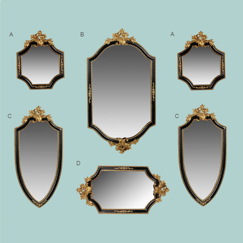 Dekorasi dinding cermin klasik dengan bingkai bunga emas