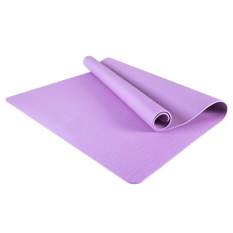 Ramah lingkungan dicetak timbul timbul non-slip TPE ungu kebugaran yoga tikar