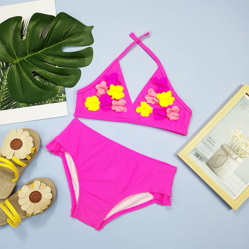 Girls 'Cute 3D Bunga Segitiga Bikini Set