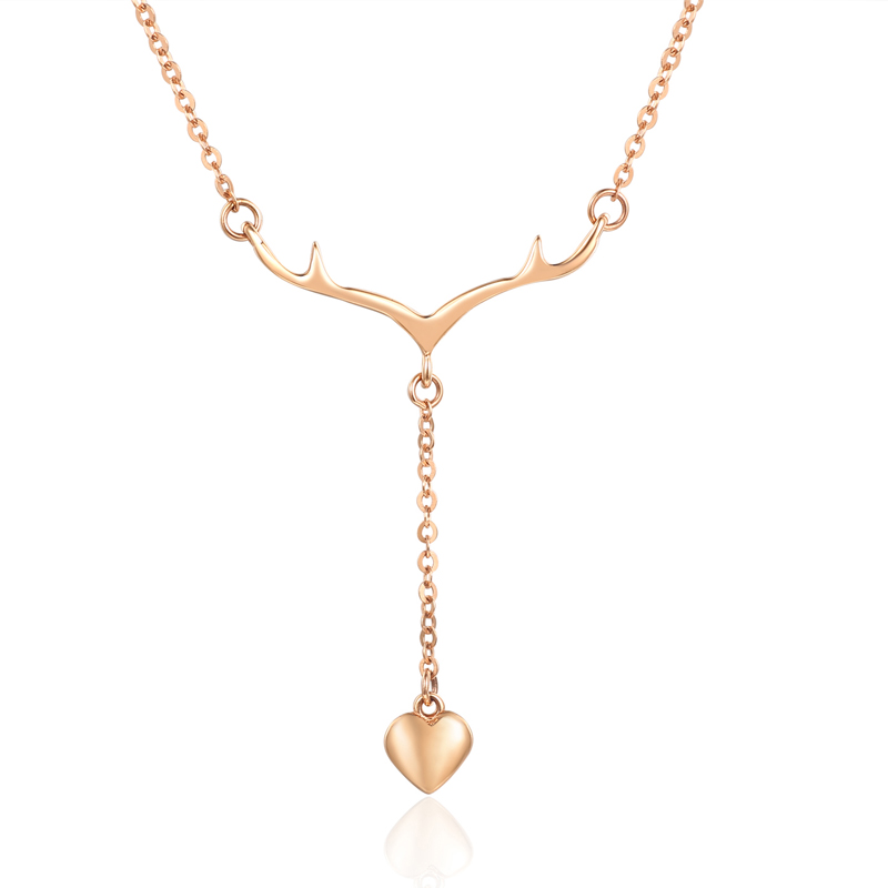 Elk 18 K Rose Gold Perhiasan Kalung dengan Hati Pendant untuk Wanita