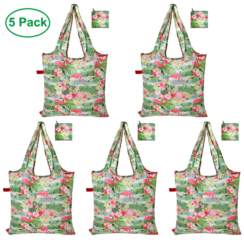 Desain Pola Lucu Ripstop Zip Pouch Shopping Bags 5 Paket