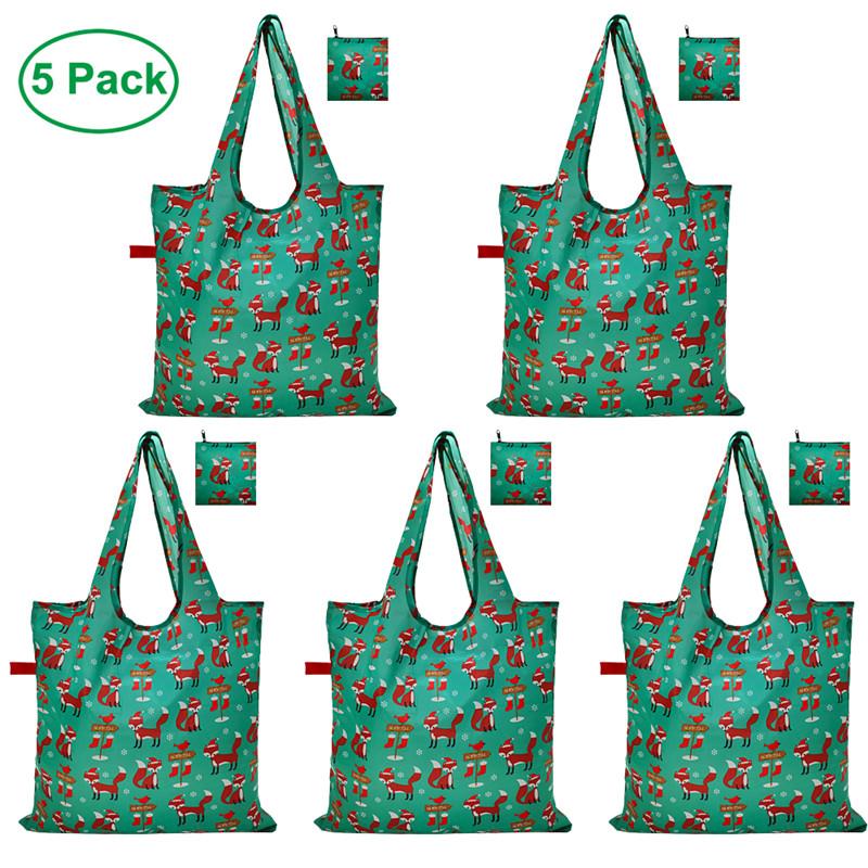 Tas belanja yang dapat digunakan kembali dengan ramah lingkungan dengan Zip Pouch 5 Packs