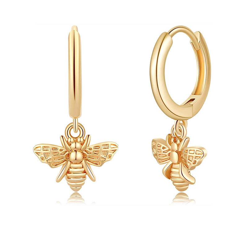 Lebah hoop earring emas vermeil