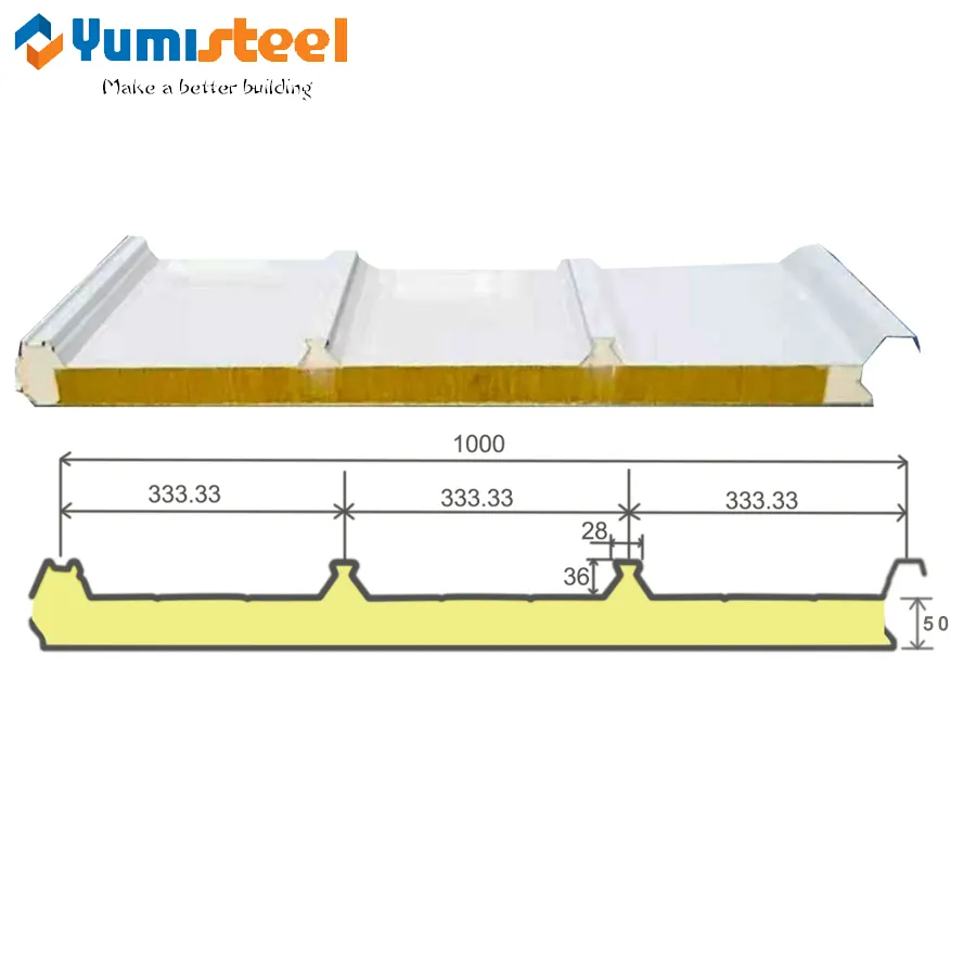 50mm 4-iga Panel Sandwich Atap Multifungsi untuk Solar Photovoltaic