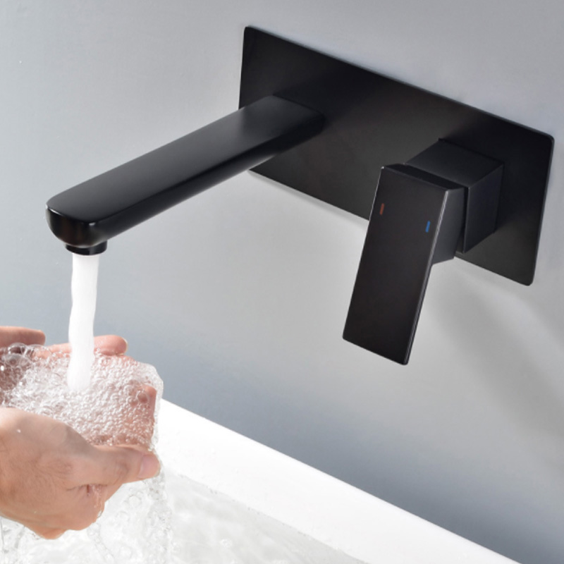 Faucet Basin Hitam yang Dipasang Dinding
