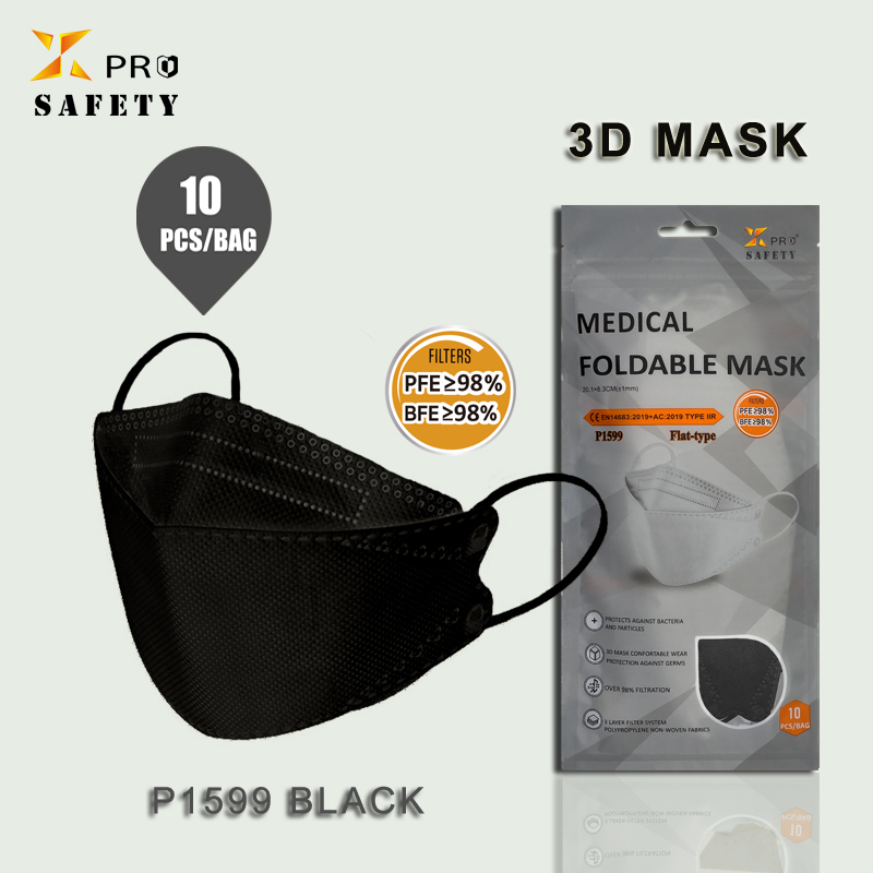 Produk Baru Masker Wajah 3D Hitam 10 Buah/Tas Keamanan 4 Lapisan Pelindung Masker Wajah APD Buatan