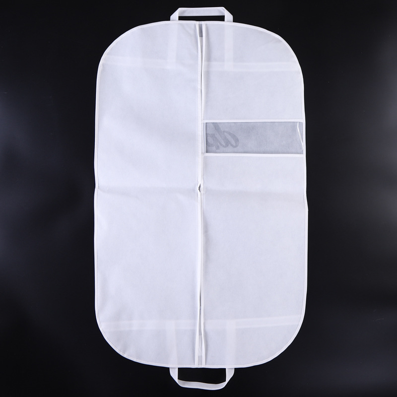 jendela kompos putih transparan tas pakaian kecil penutup jas bening untuk penyimpanan gantung logo sesuaikan dengan non-anyaman