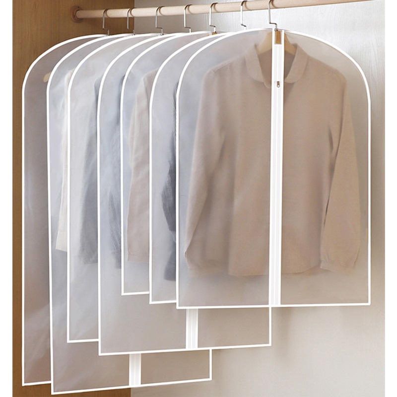 Penutup debu PEVE murah yang dipersonalisasi, tas pakaian transparan vinil pemasok putih tahan lembab yang disesuaikan