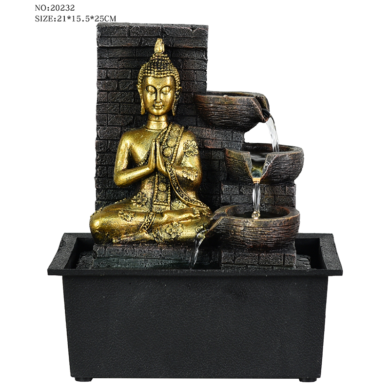 Berbagai gaya air mancur buddha religius meja resin yang sangat bagus untuk dekorasi dalam ruangan untuk dijual