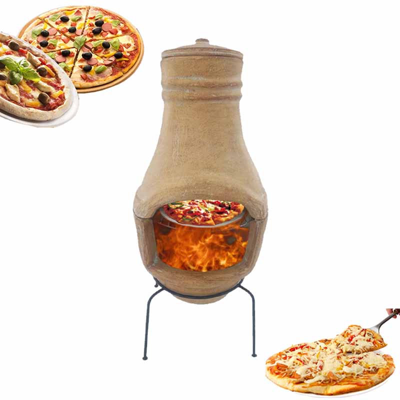 Penggunaan Luar Ruangan Lubang Api Berbahan Bakar Kayu Oven Pizza Tanah Liat dengan Pemanggang BBQ dan Batu Pizza G18-8148SS-C350 untuk Dijual