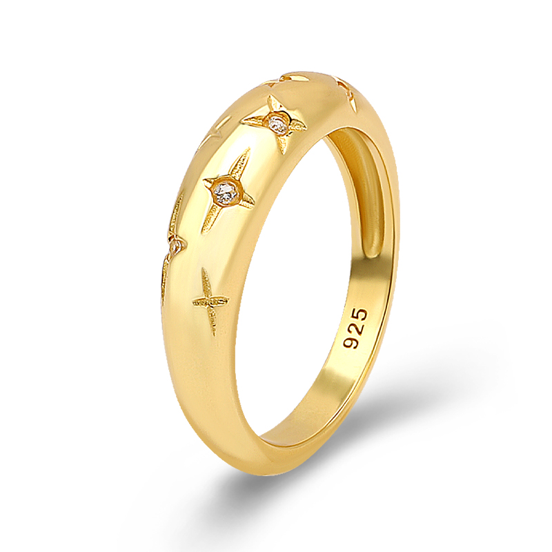 Cincin Kubah Bintang Perak sterling 925