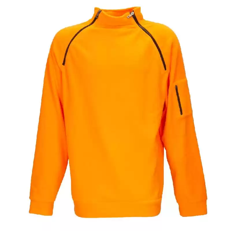 Men's Polar Fleece Zip Hoodie Long Sleeve Casual Sweatshirt orange